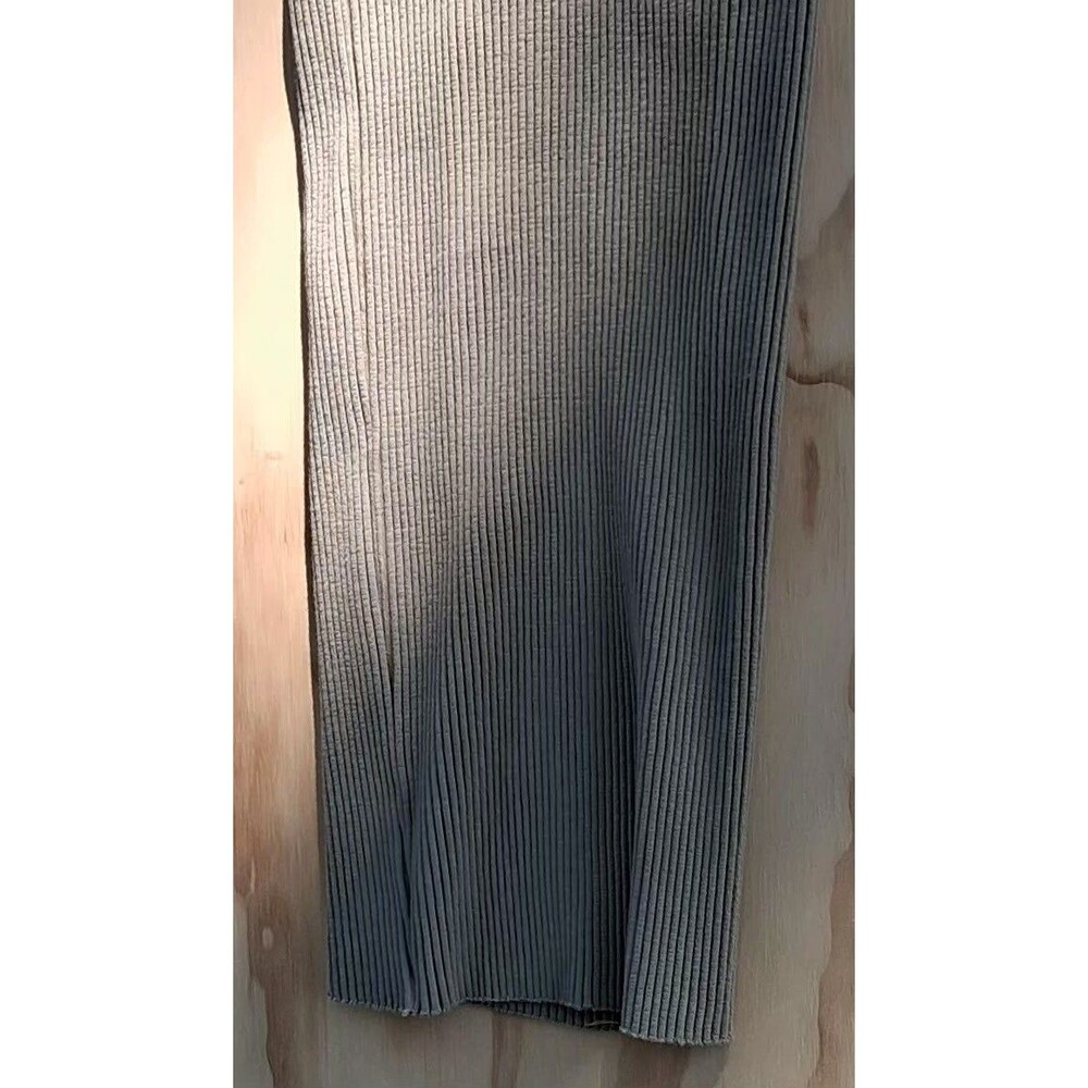 Zara Ribbed Knit Midi Bodycon Skirt M Sage Green Minimalist Quiet Luxury - Picture 4 of 6
